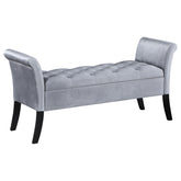Orleans Furniture - Coaster - Farrah Velvet Upholstered Rolled Arm Storage Bench Silver - 910239